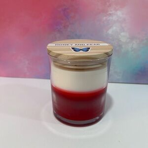 Honey and Pear Scented candle Red and Cream